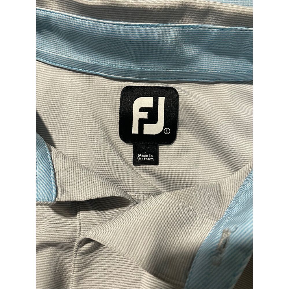 FJ FootJoy Shirt L Blue Gray Stripe Golf Polo Short Sleeve Large Poppy‎ Hills - Picture 3 of 4